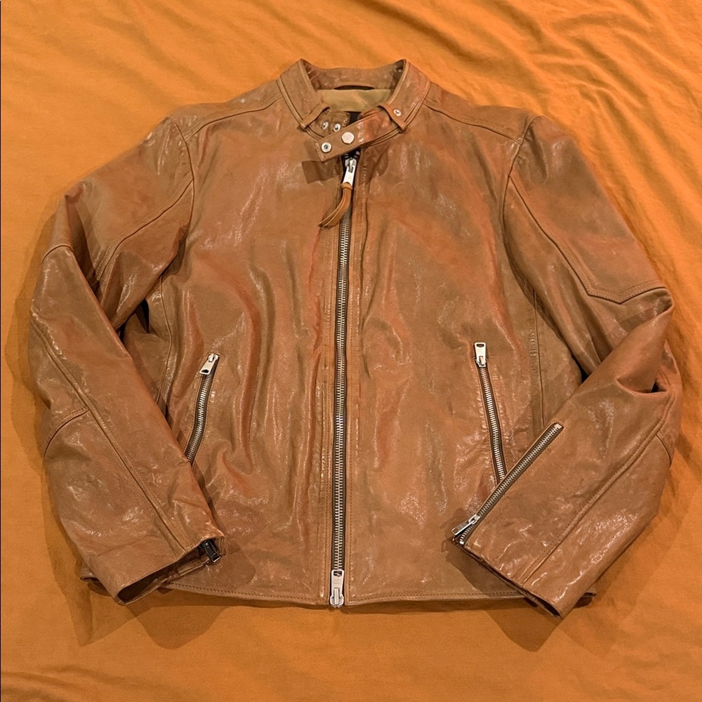 ***SOLD***All Saints Men's Tan Leather Jacket